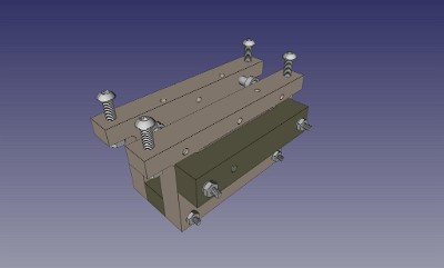 FreeCAD model of xstage left assembly (view1)    &#169;  All Rights Reserved